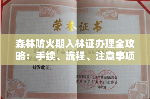 东莞森林防火期入林证办理全攻略:手续、流程、注意事项一网打尽